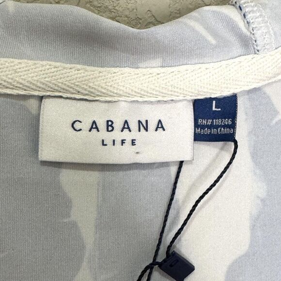 Cabana Life Cover Up Womens Large Blue Palm Print Hooded UPF 50+ Long Sleeve - Picture 3 of 11